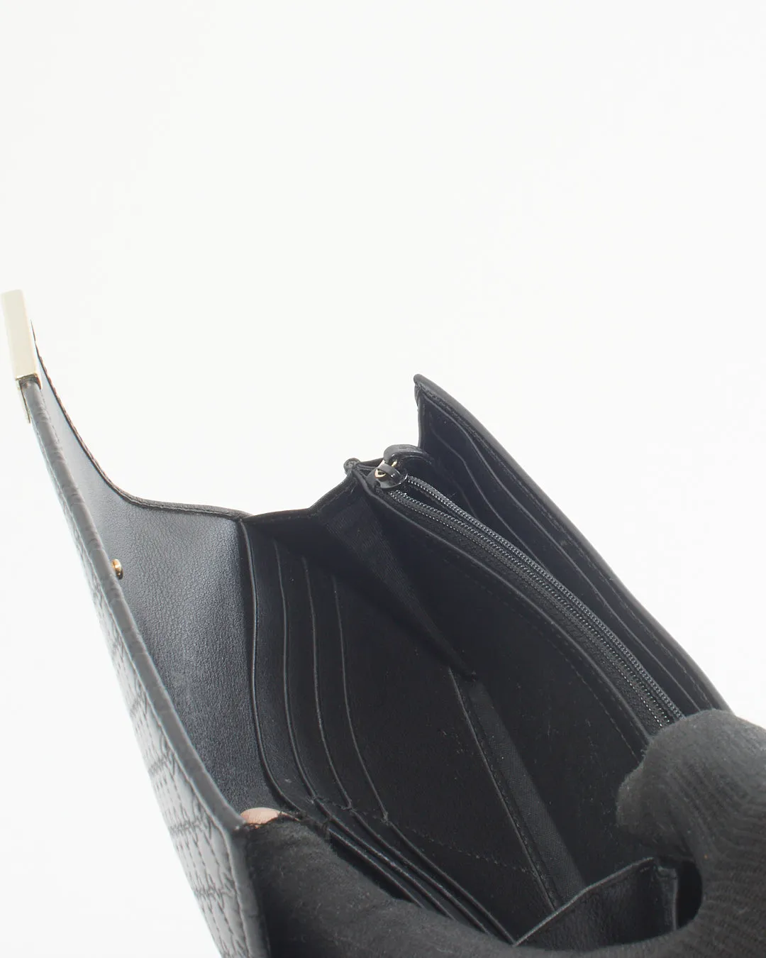 Gucci Black GG Print Leather Flap Continental Wallet