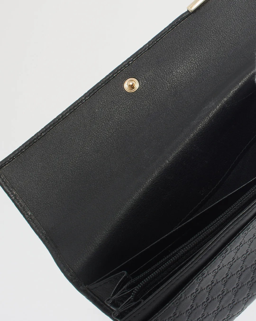 Gucci Black GG Print Leather Flap Continental Wallet