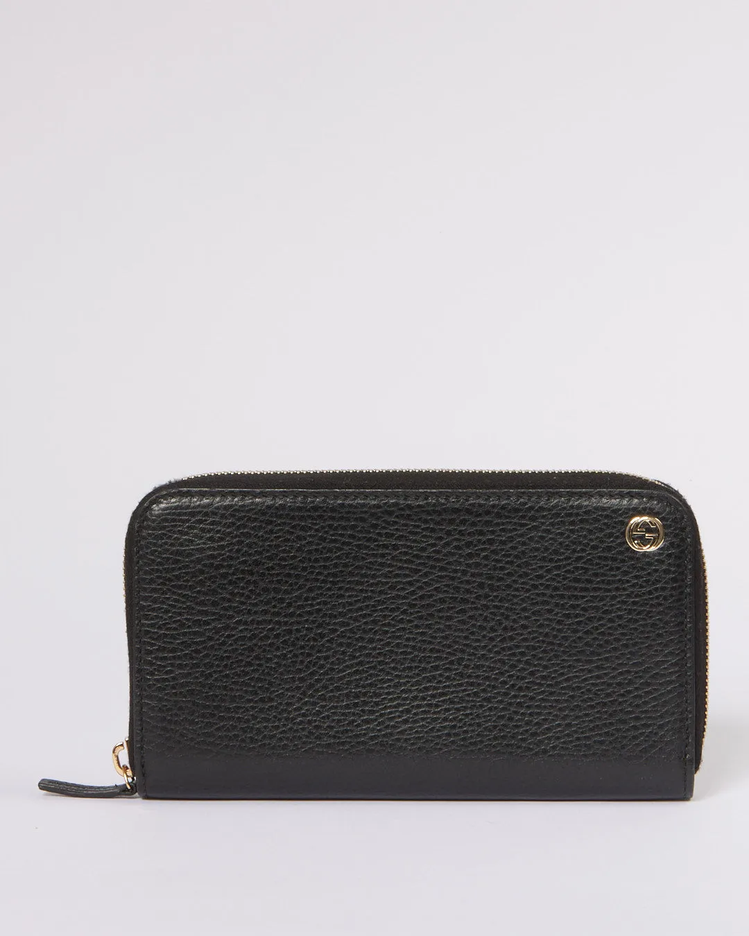 Gucci Black Pebbled Leather Zippy Wallet