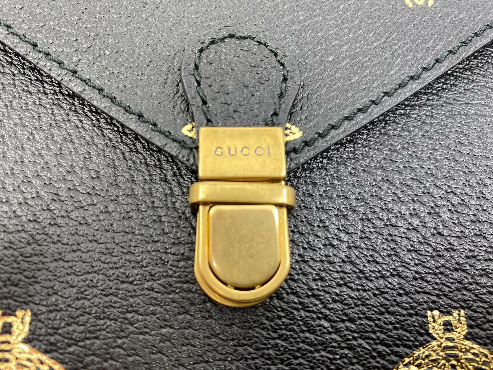 Gucci Grained Calfskin Bee Star Portfolio