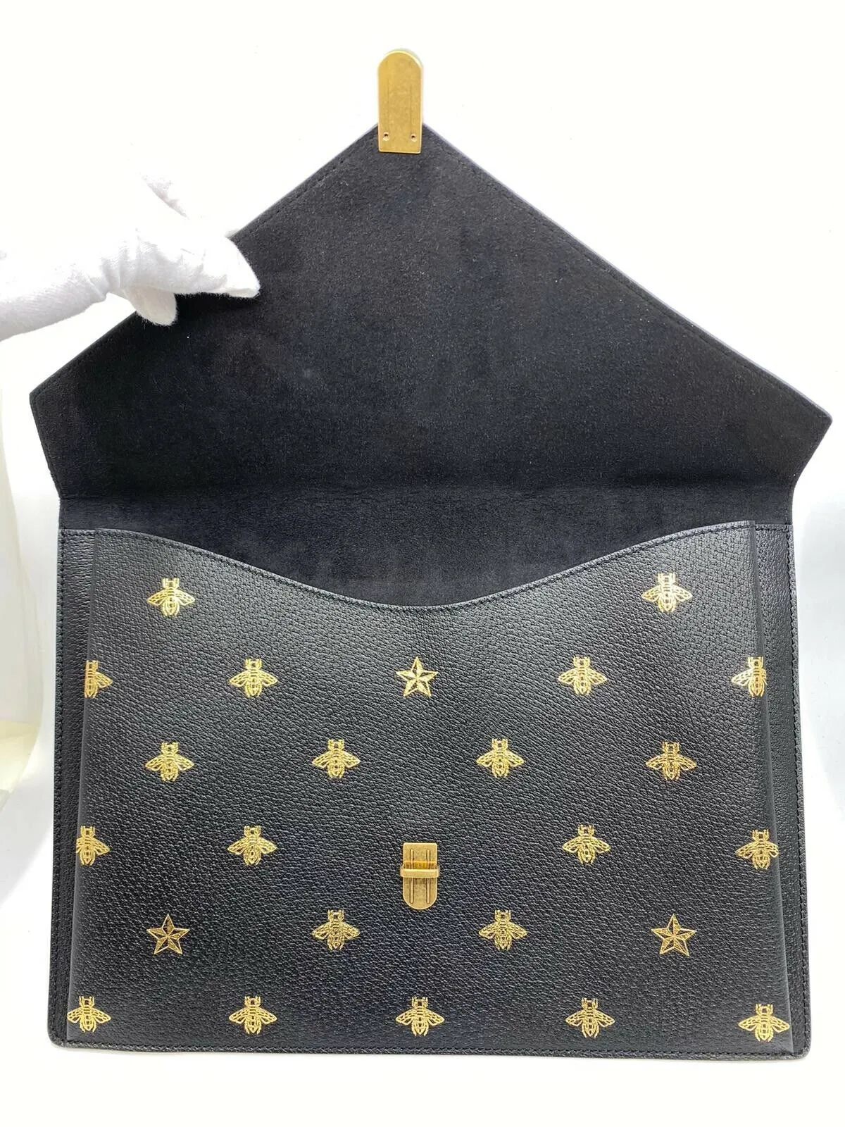Gucci Grained Calfskin Bee Star Portfolio