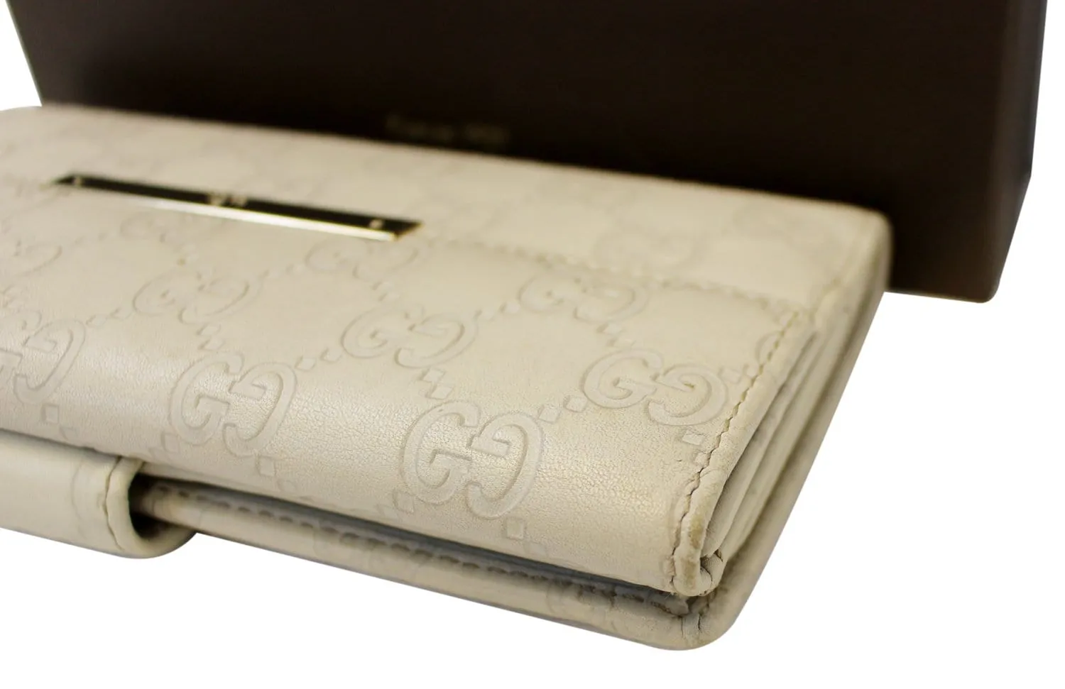 Gucci Sukey GG Guccissima Leather Off White Wallet