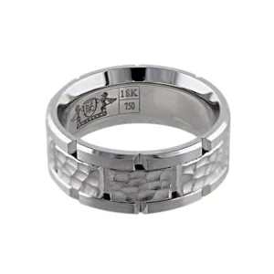 Hammered 18k White Gold Link Band