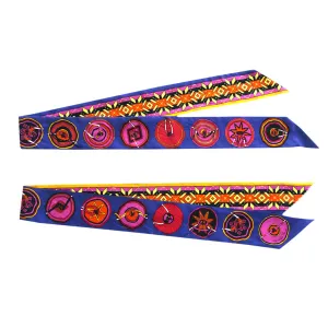 Hermes Belles du Mexique Silk Twillies Scarf Pair Twilly Purple Pink Grail