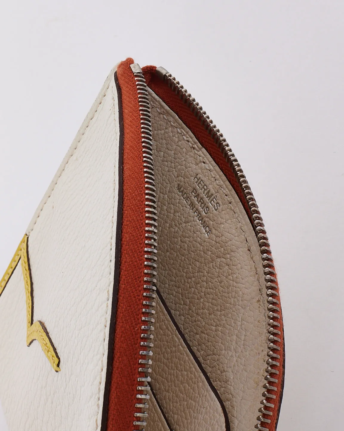 Hermès White Chevre Leather Paddock Coin Purse