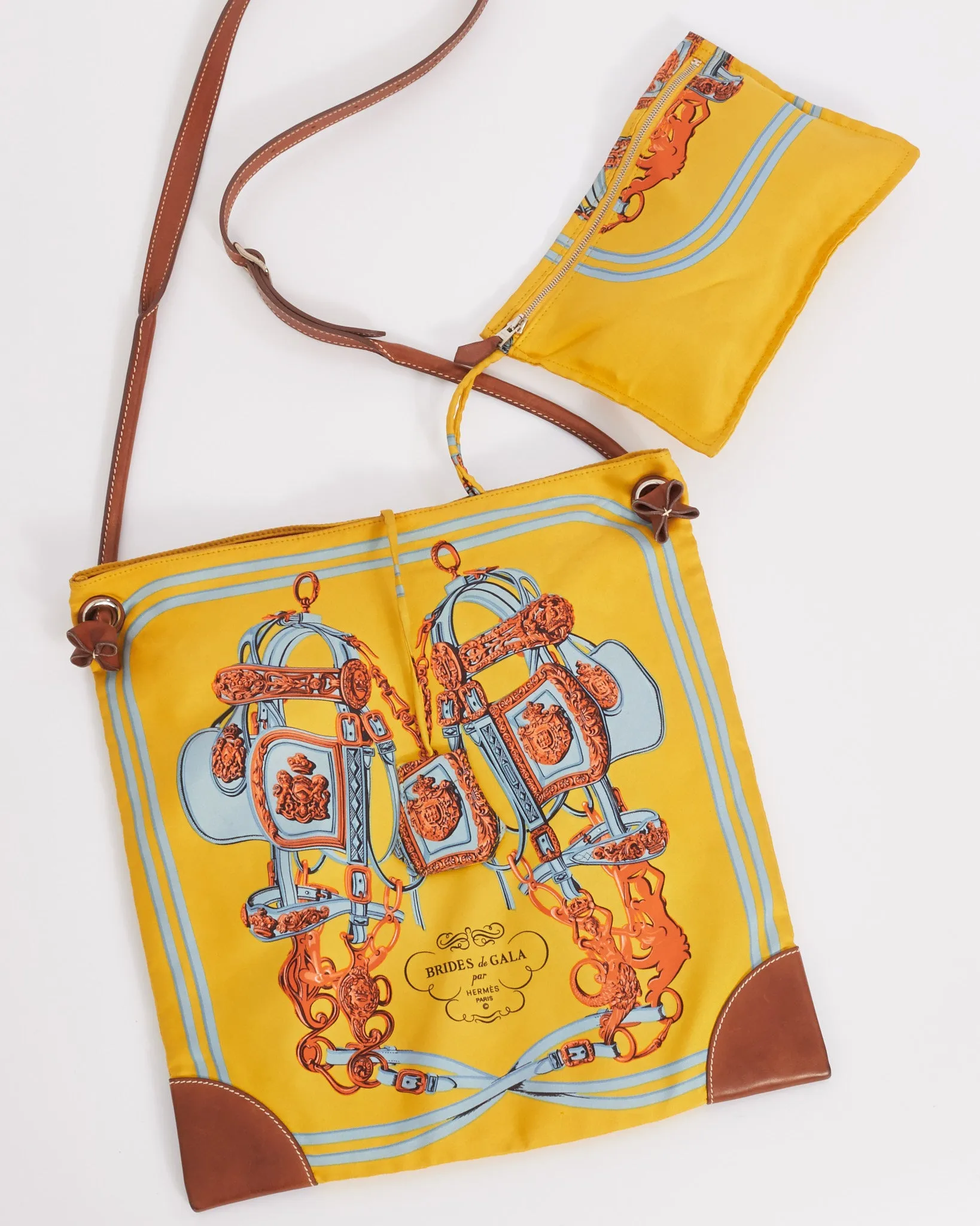 Hermès Yellow Silk Brides De Gallas MM City Bag