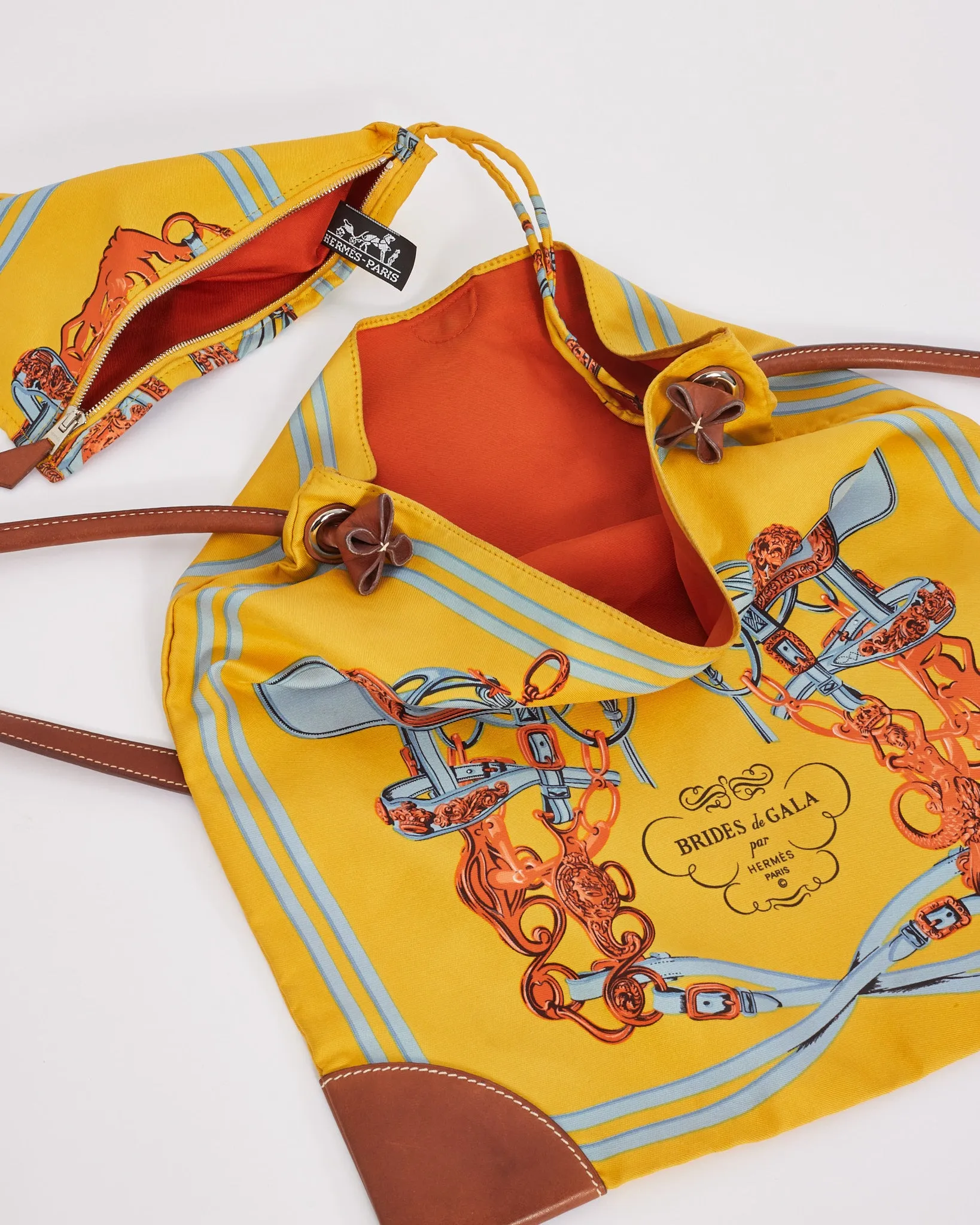Hermès Yellow Silk Brides De Gallas MM City Bag
