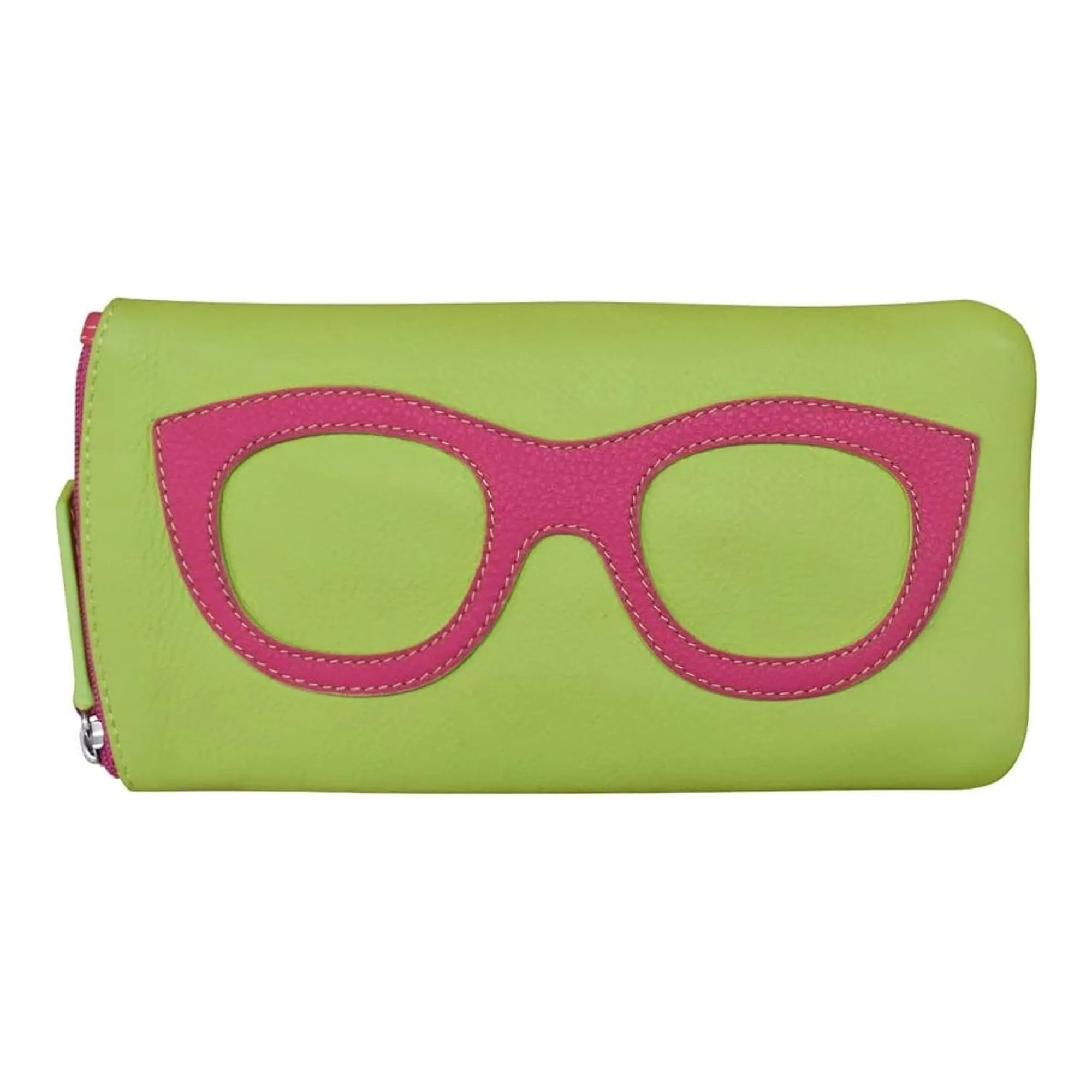 ILI New York Leather Eyeglass Case Zippered Glasses Wallet Black Light Gold NEW