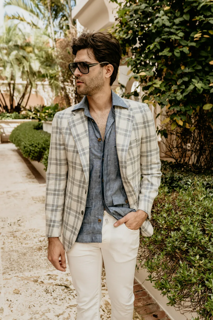 James Jacket Ivory with Blue Plaid