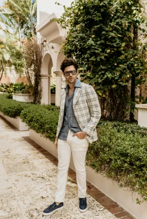 James Jacket Ivory with Blue Plaid