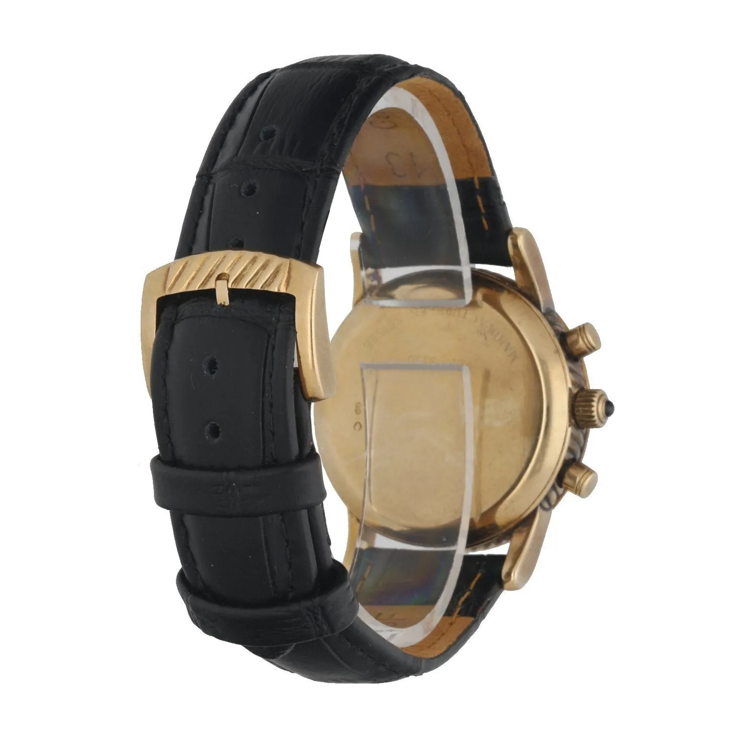Jaquet-Droz 3350 18k Yellow Gold Silver Textured Dial Chronograph Men's Watch