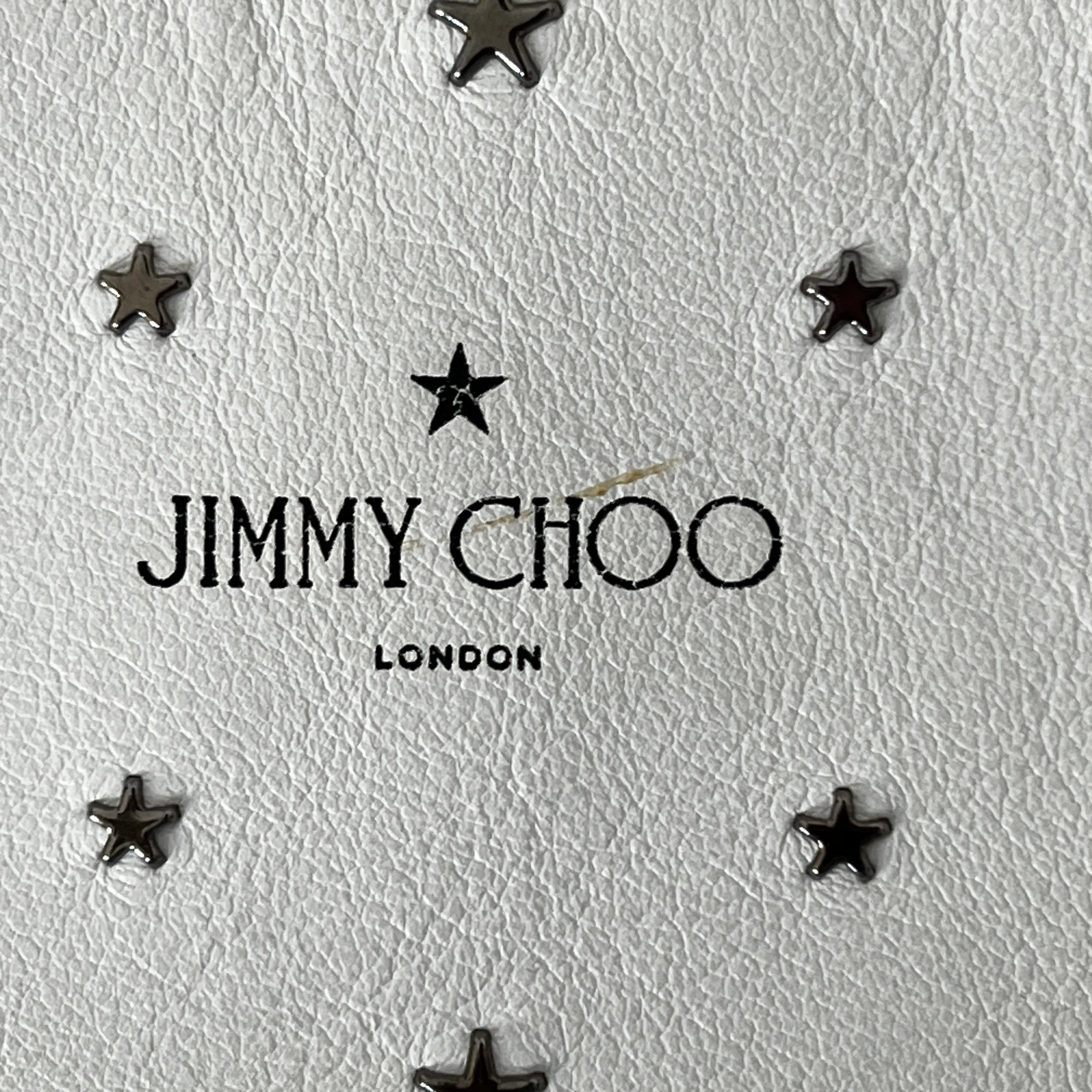 JIMMY CHOO White Leather Star Studded Tote