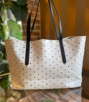 JIMMY CHOO White Leather Star Studded Tote