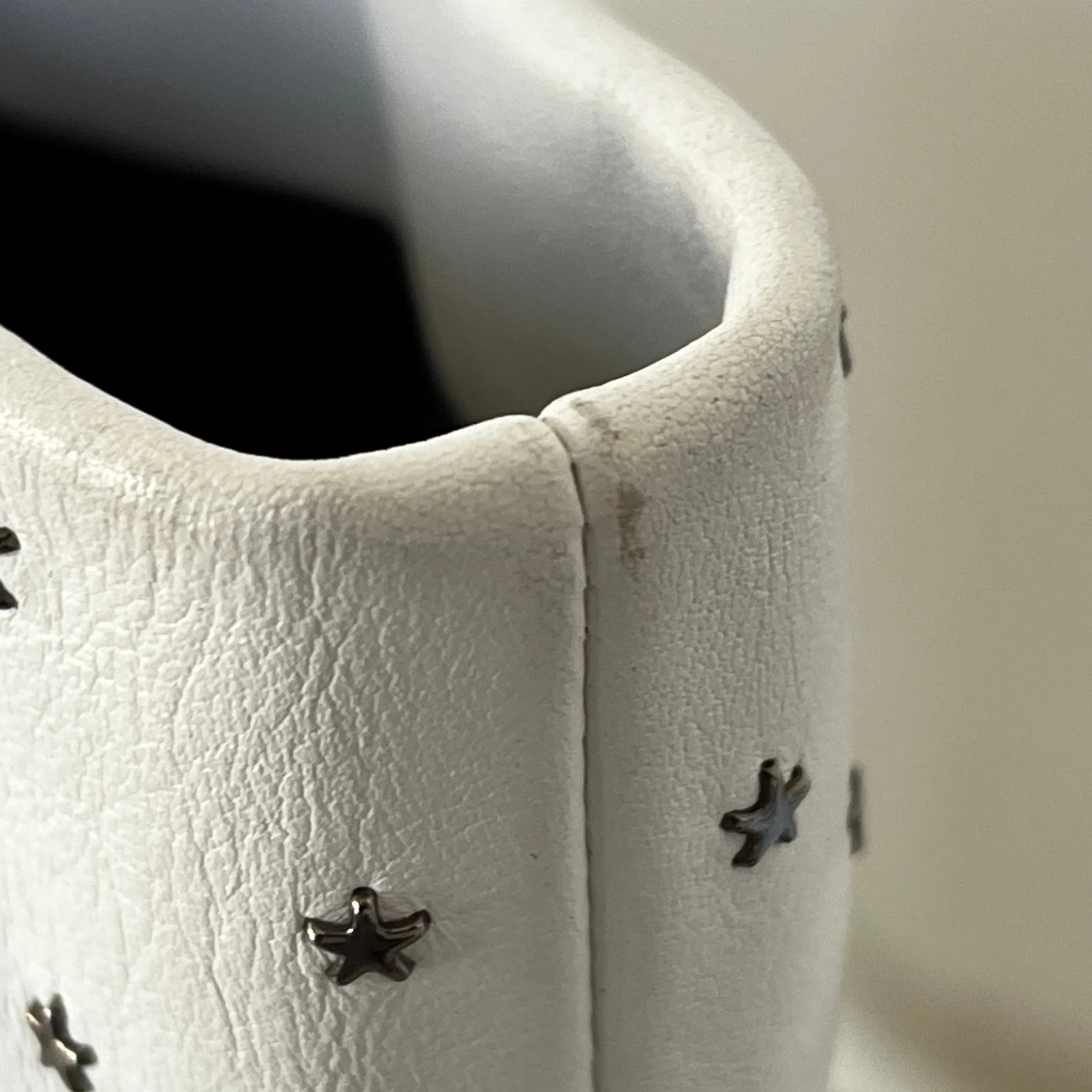 JIMMY CHOO White Leather Star Studded Tote