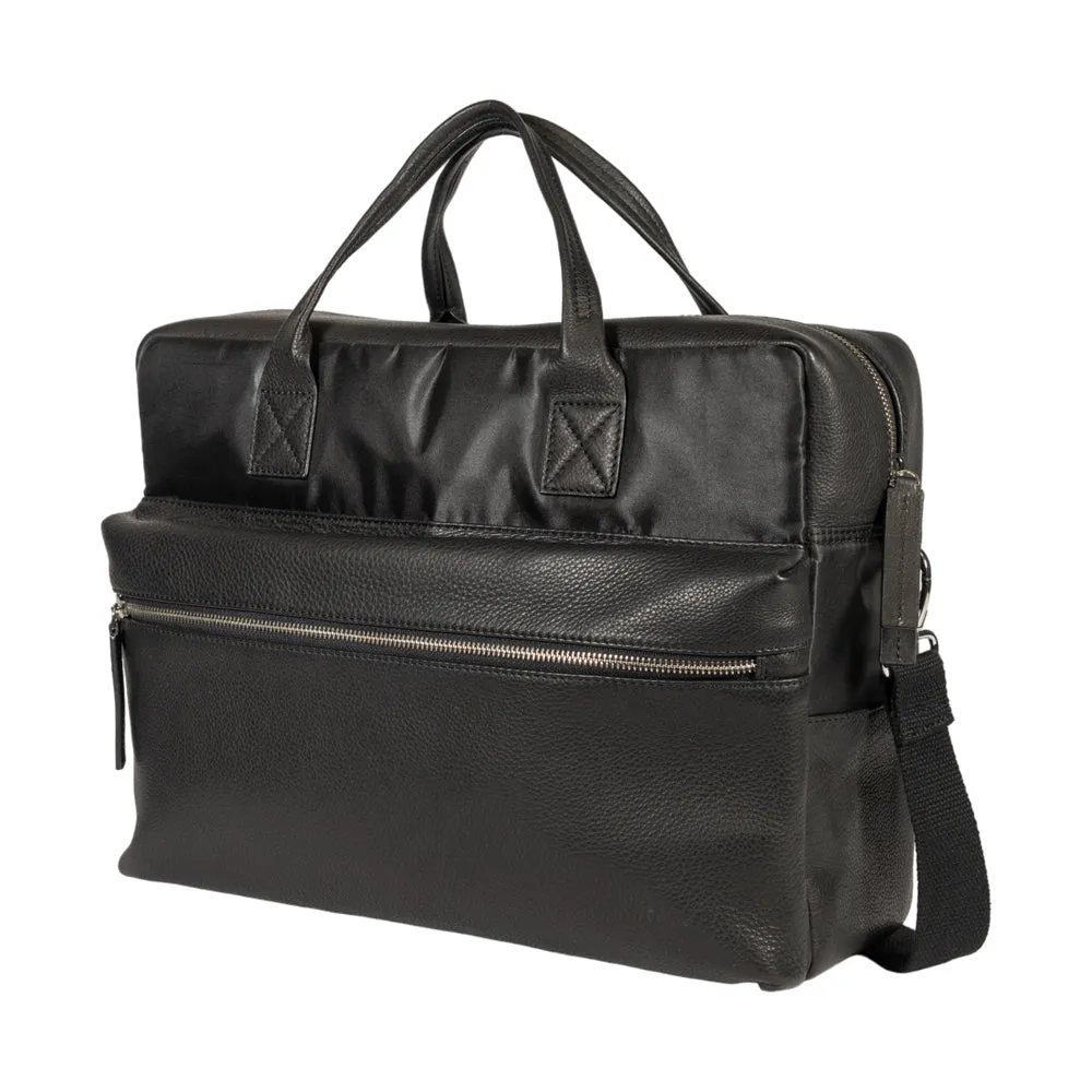Kaili Leather and Nylon Briefcase Black