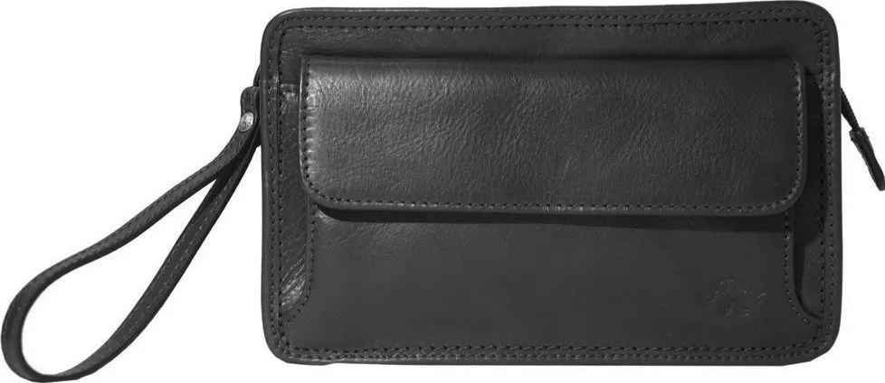 Katana Leather Black Handy Wrist Clutch Bag