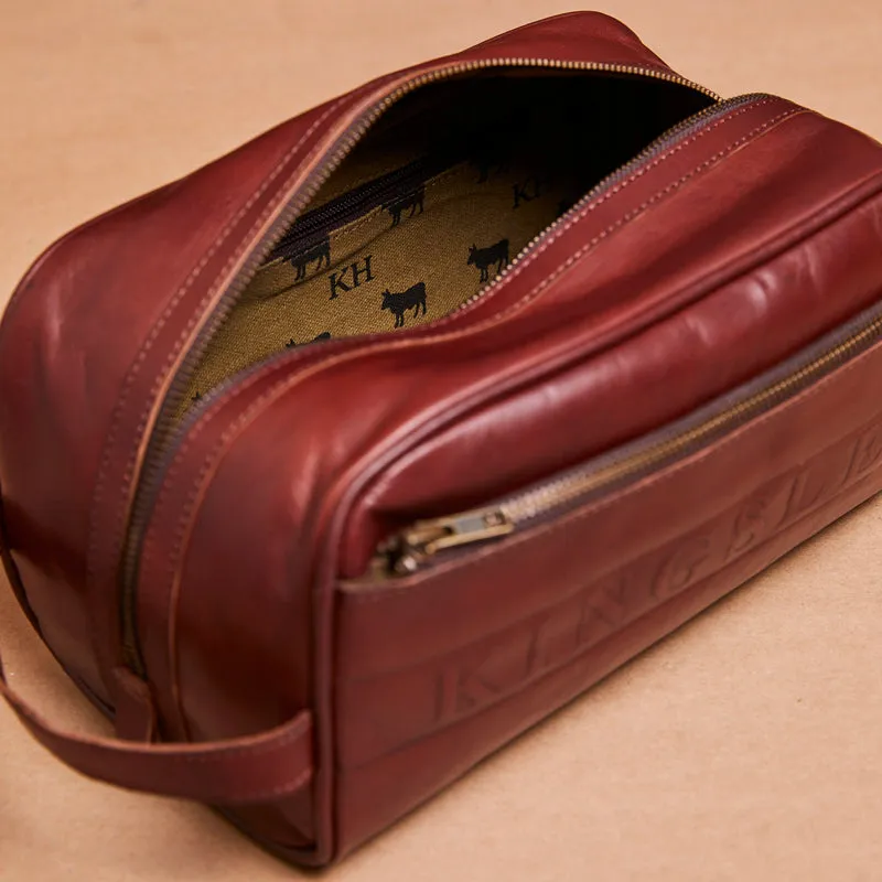 Kingsley Heath Bold Brand Toiletry Bag Tan