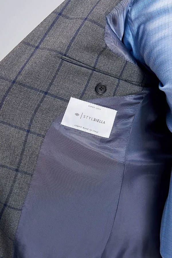 Large Checked Decent Dark Grey Mens Suits Sale