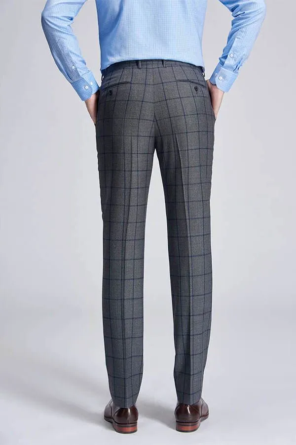 Large Checked Decent Dark Grey Mens Suits Sale
