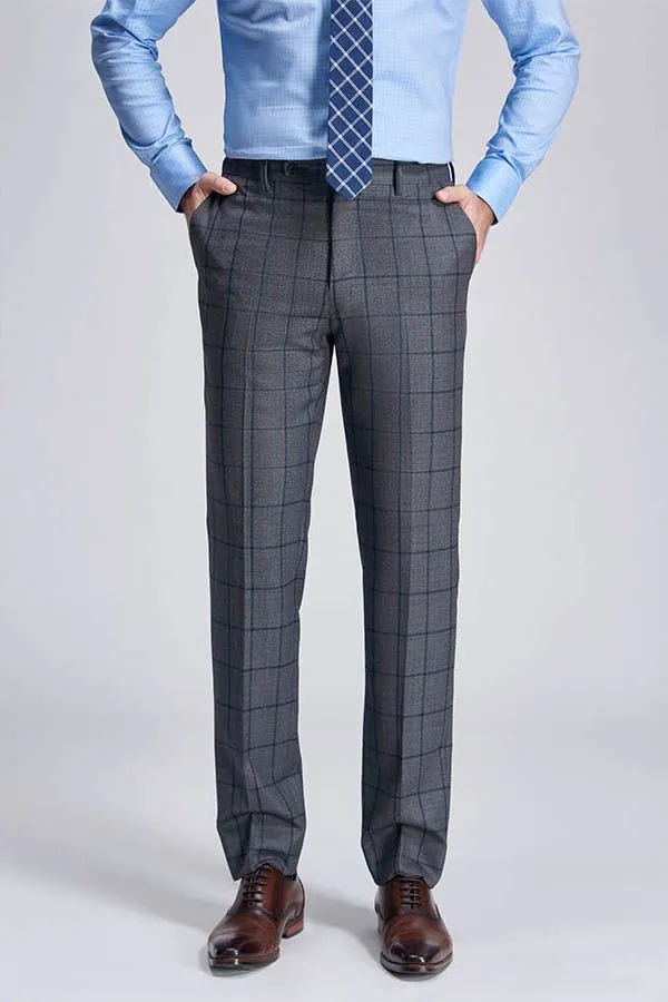 Large Checked Decent Dark Grey Mens Suits Sale