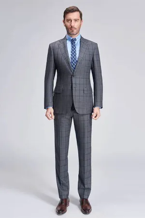 Large Checked Decent Dark Grey Mens Suits Sale