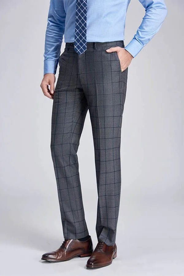 Large Checked Decent Dark Grey Mens Suits Sale