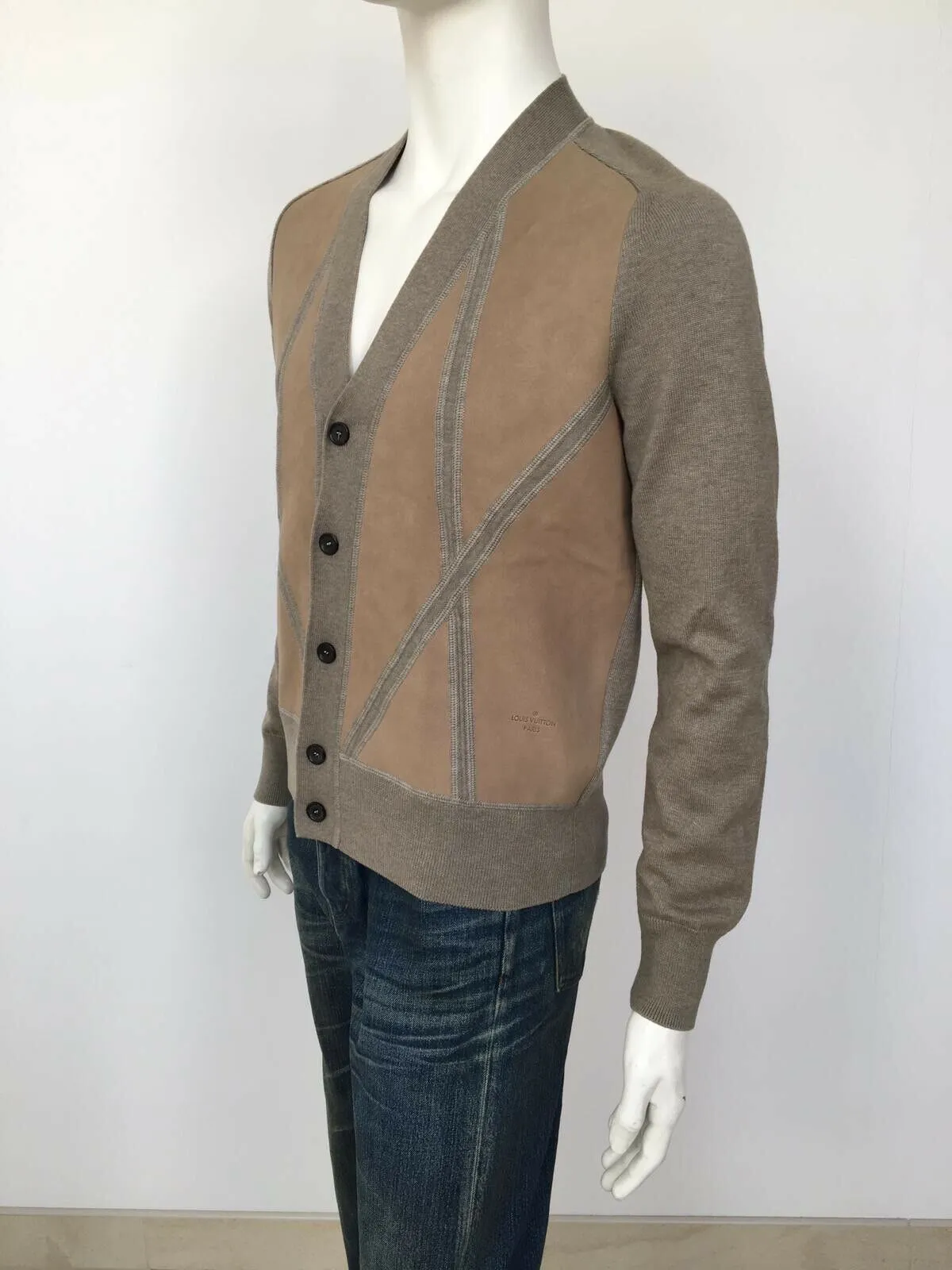 Leather Front Cardigan