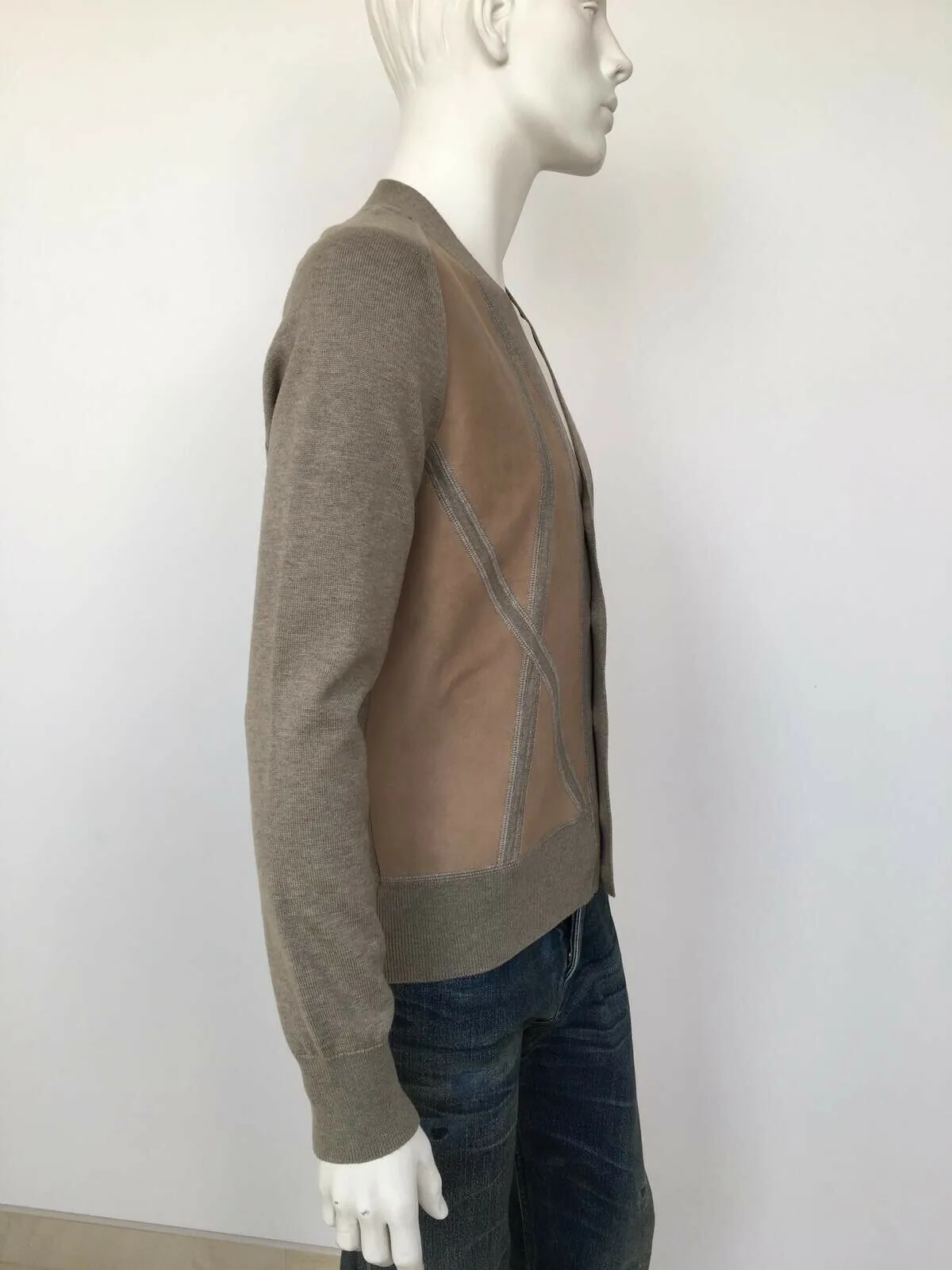 Leather Front Cardigan