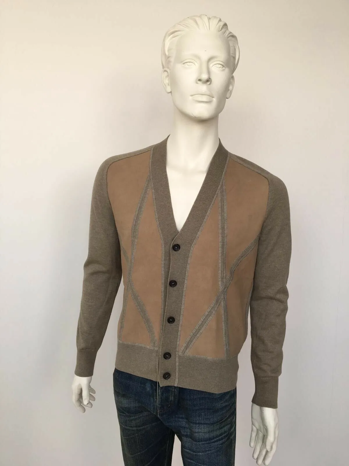 Leather Front Cardigan