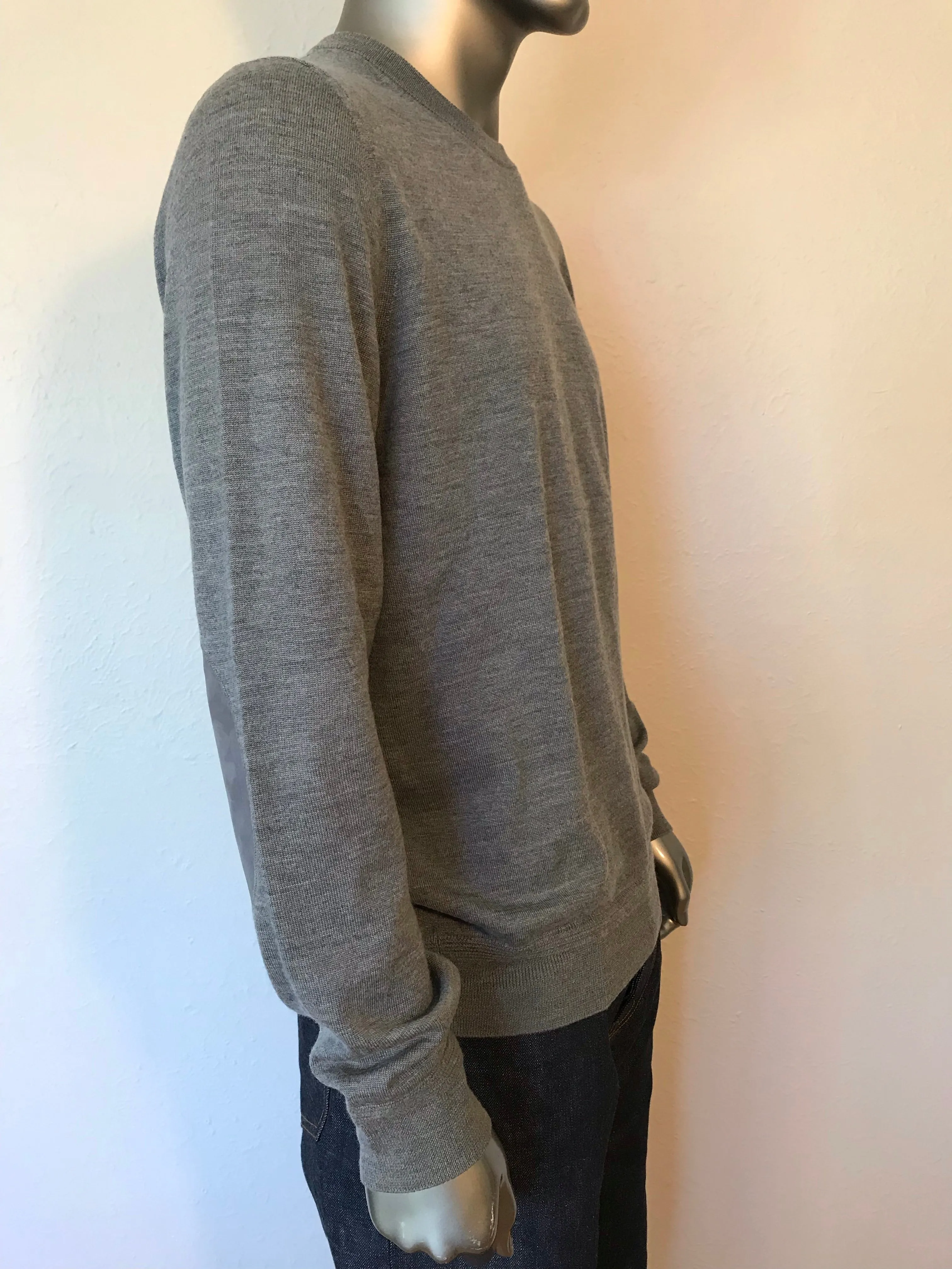 Leather Patch Crewneck Sweater
