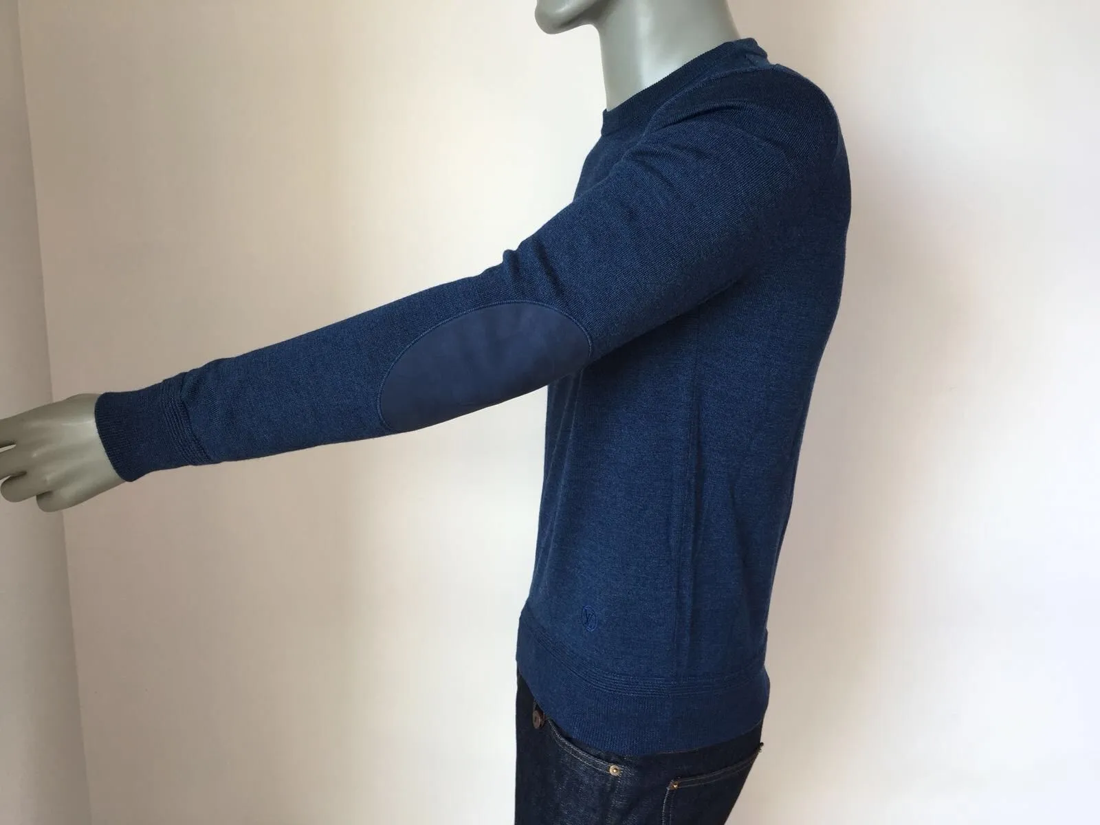 Leather Patch Crewneck Sweater