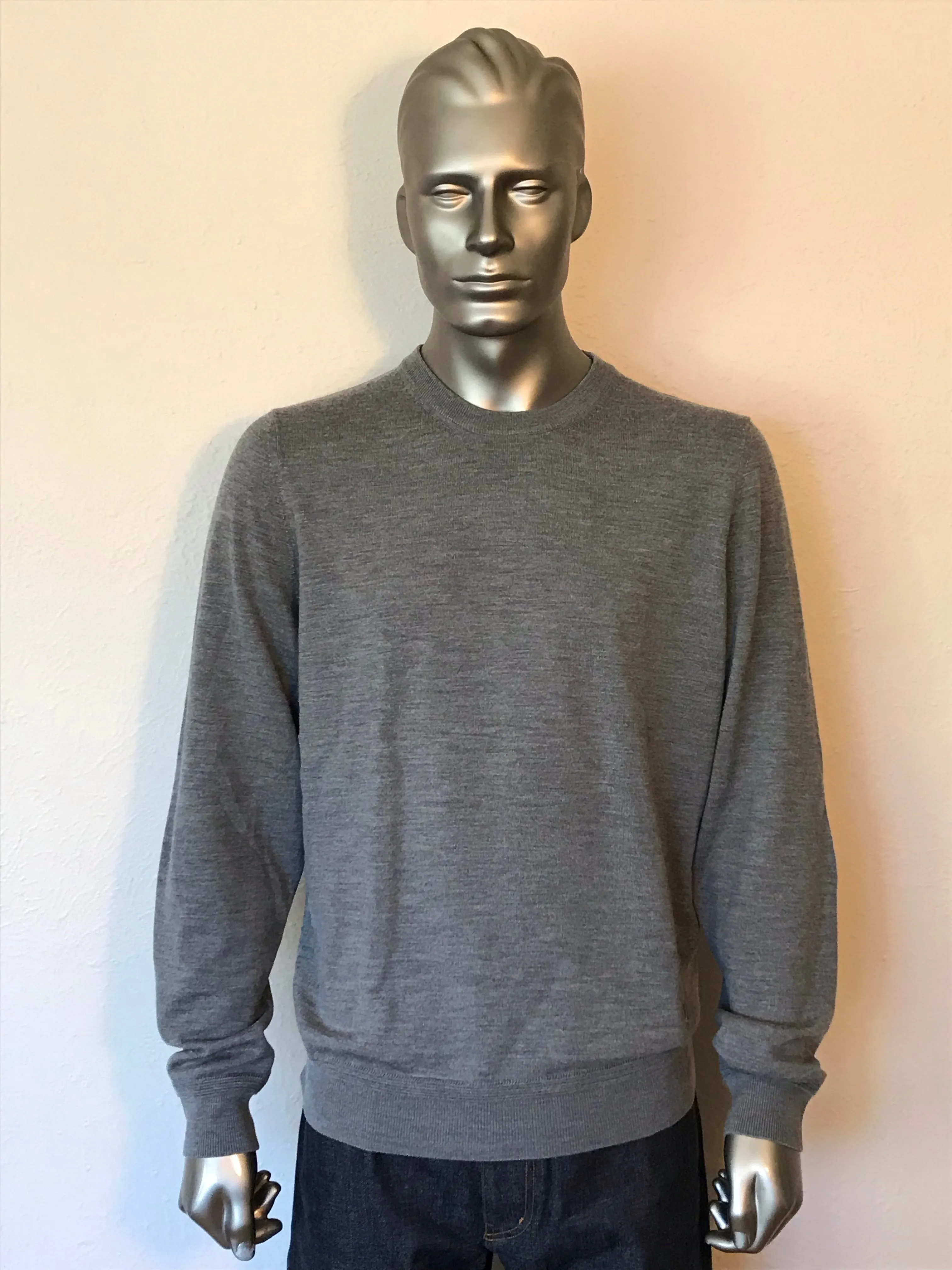 Leather Patch Crewneck Sweater
