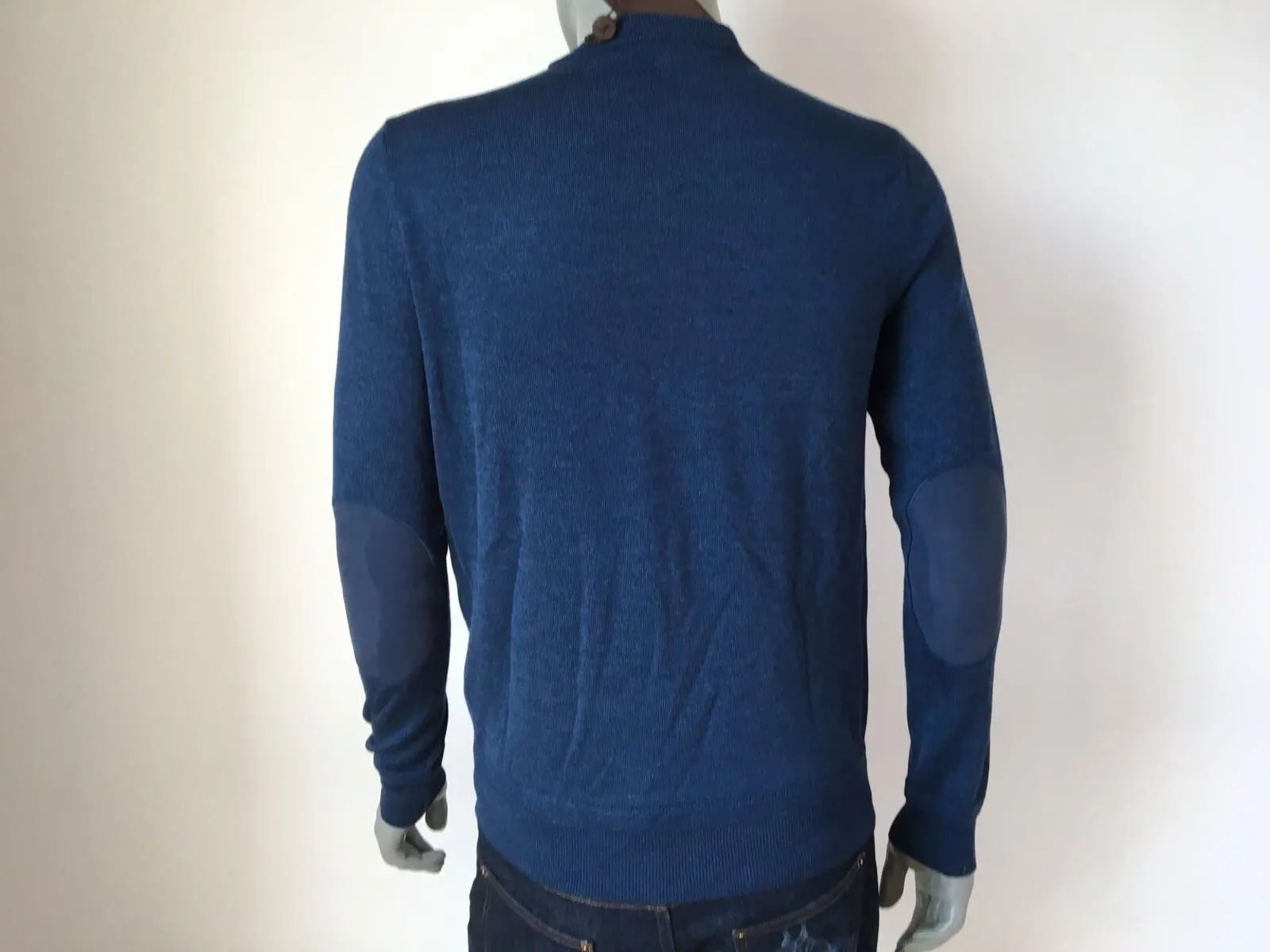 Leather Patch Crewneck Sweater