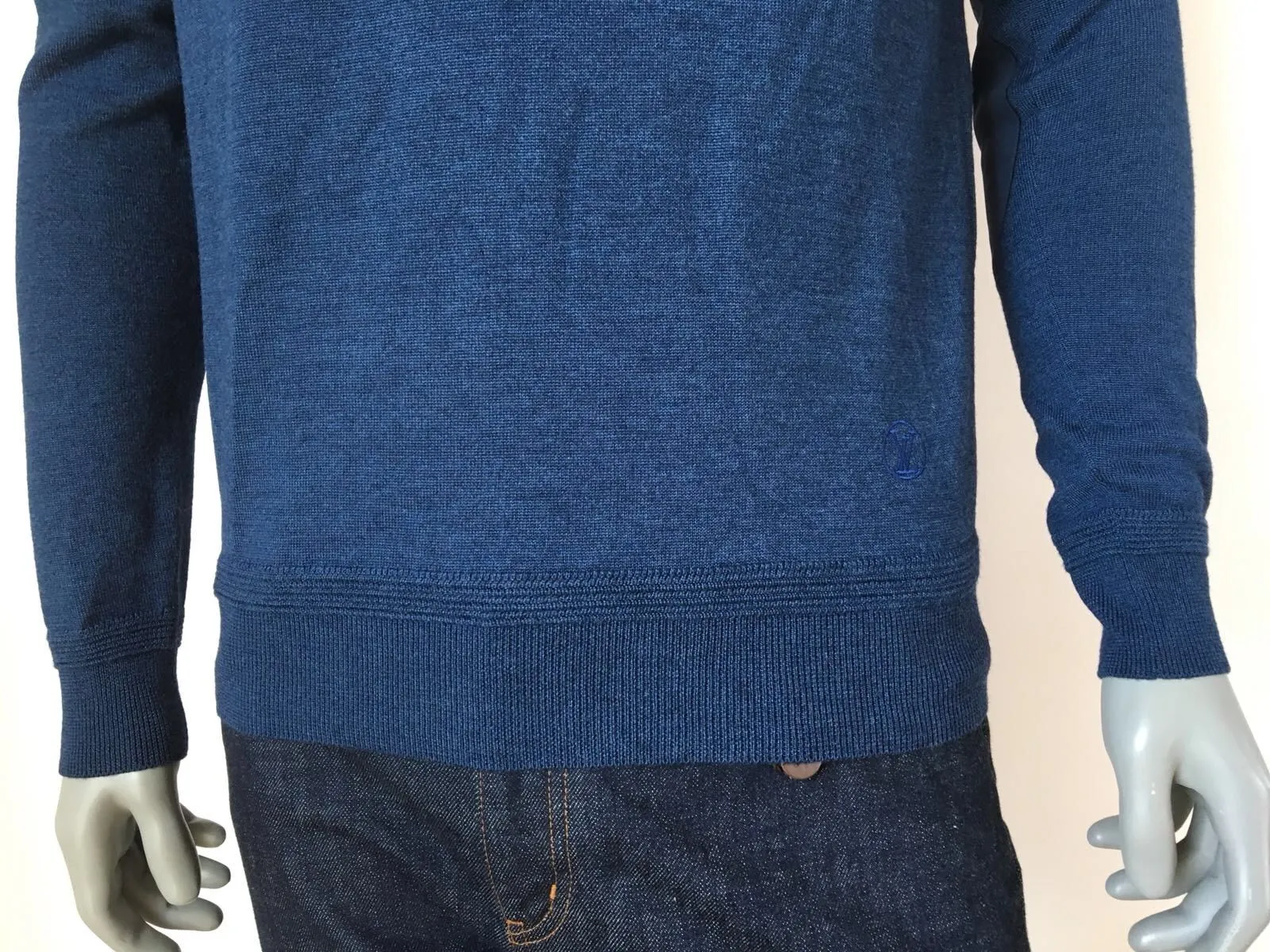 Leather Patch Crewneck Sweater