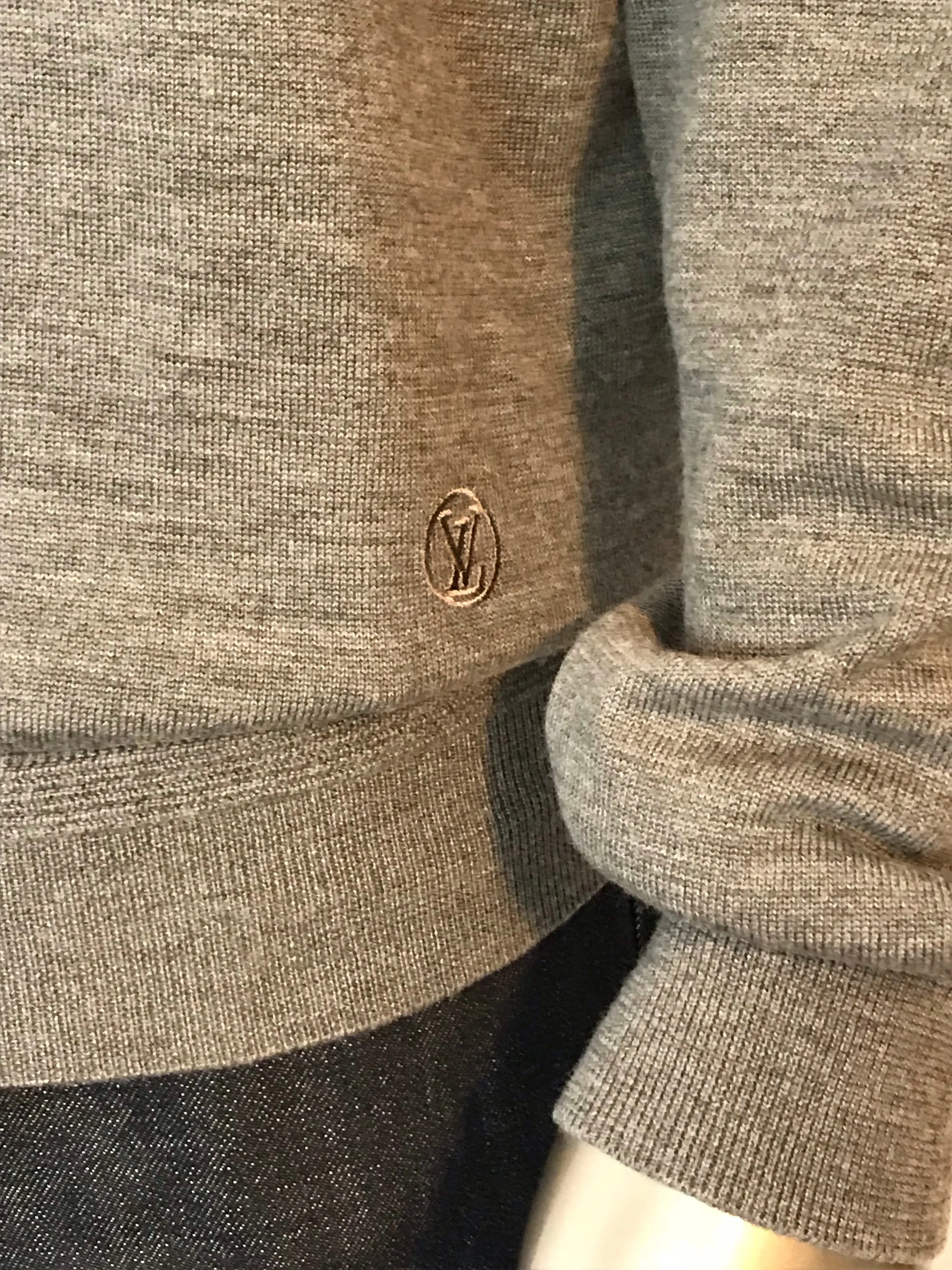 Leather Patch Crewneck Sweater