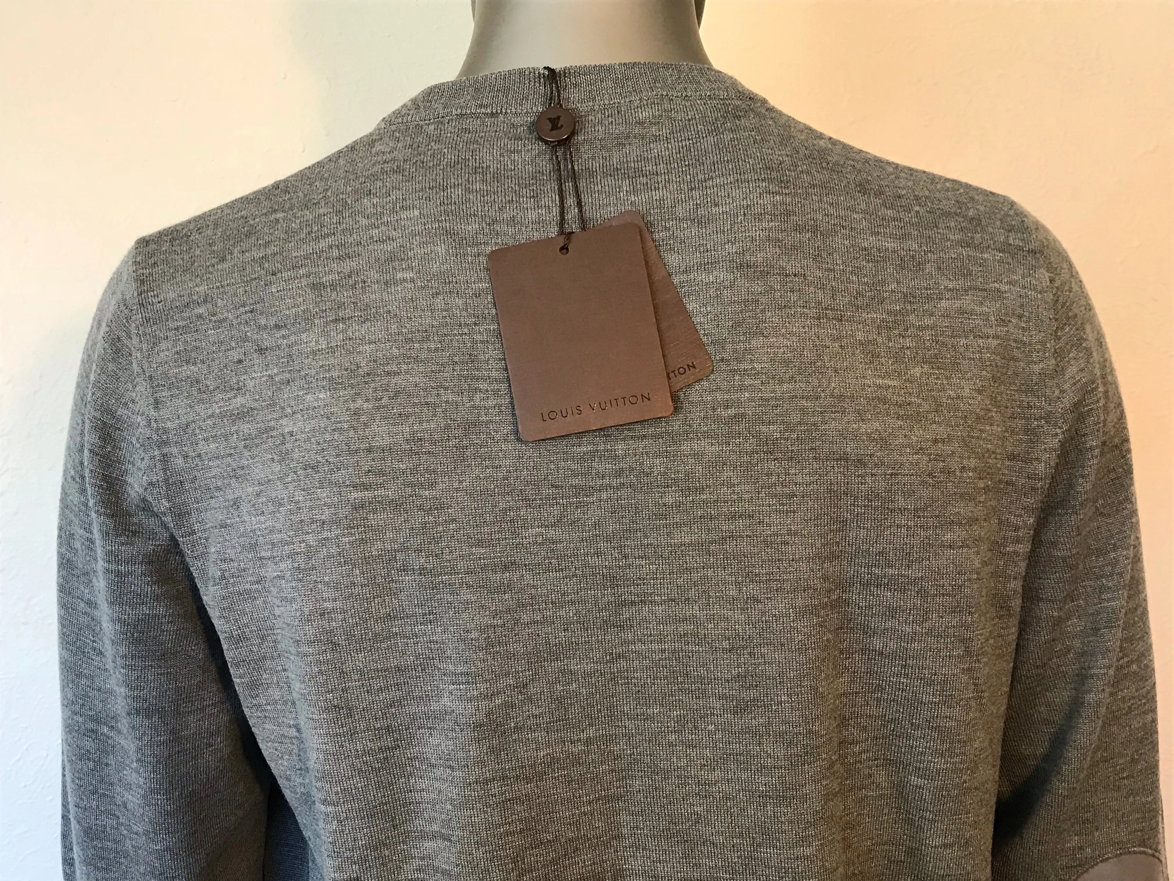 Leather Patch Crewneck Sweater