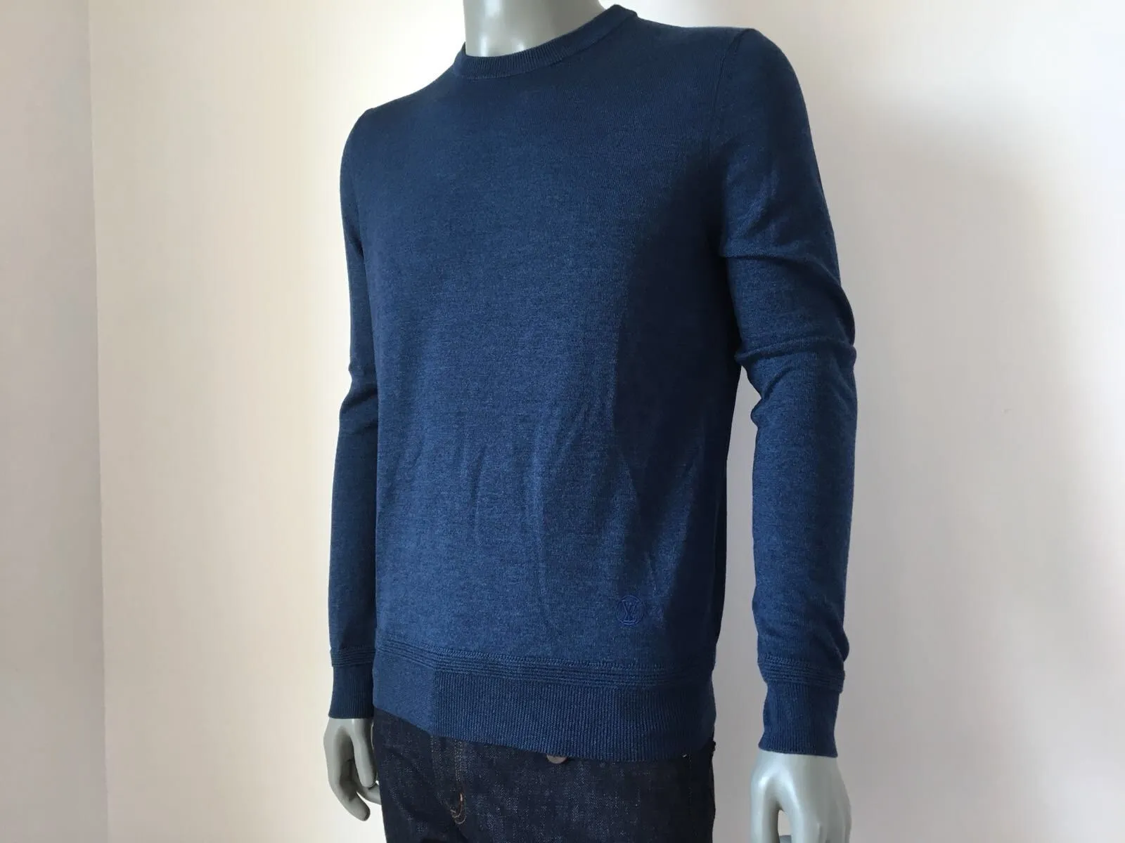 Leather Patch Crewneck Sweater