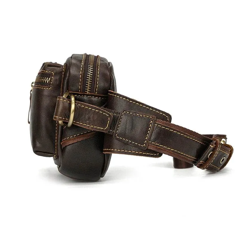 Leather Waist Bag for Men Travel Chest Pack Dual Use Fanny Bag