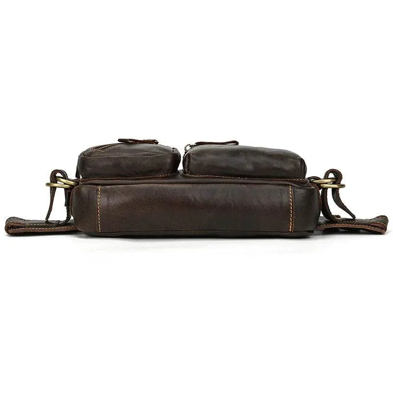 Leather Waist Bag for Men Travel Chest Pack Dual Use Fanny Bag