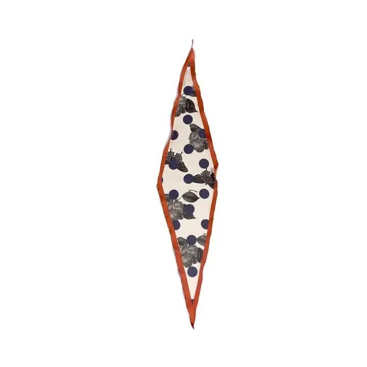 Lost Pattern "Noir Floral" Silk Diamond Neckerchief
