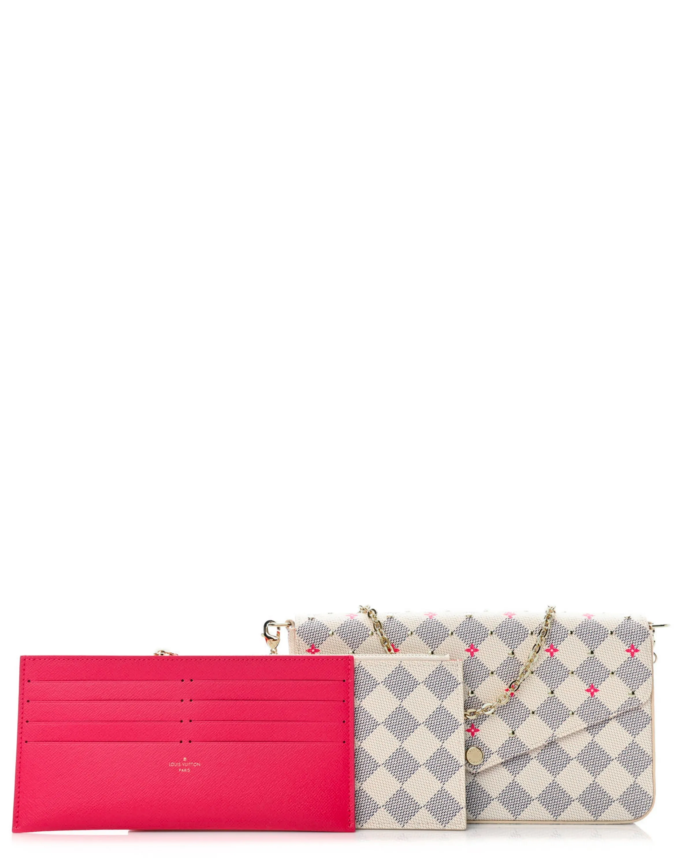 Louis Vuitton Damier Azur Studs Felicie Chain Wallet Crossbody Bag