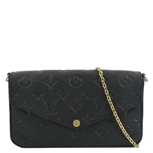 LOUIS VUITTON Felicie Monogram Empreinte Pochette Crossbody Bag Black