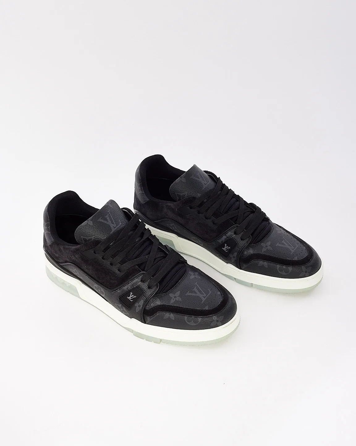 Louis Vuitton Men's Black Eclipse Monogram Canvas Trainer Sneakers - 8.5 MEN