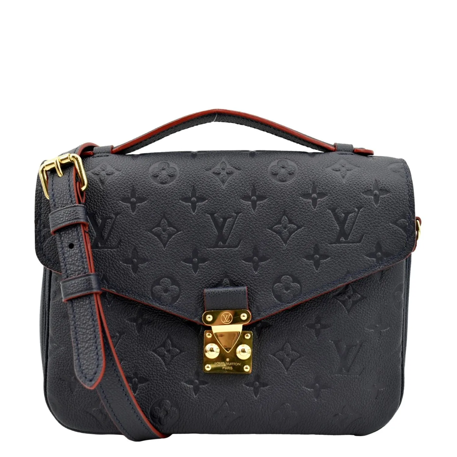 LOUIS VUITTON Metis Pochette Empreinte Leather Crossbody Bag Navy Blue
