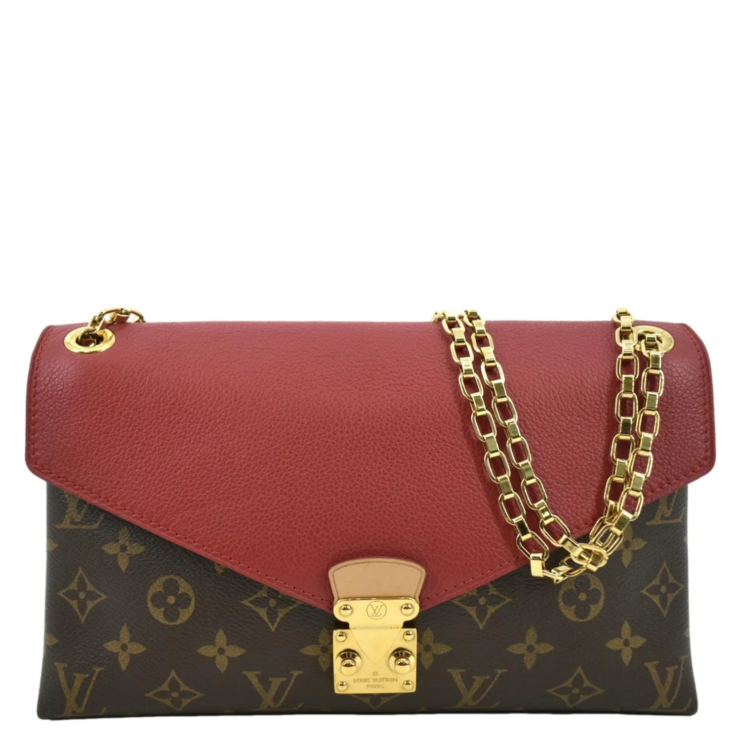 LOUIS VUITTON Pallas Chain Monogram Canvas Crossbody Bag Cherry
