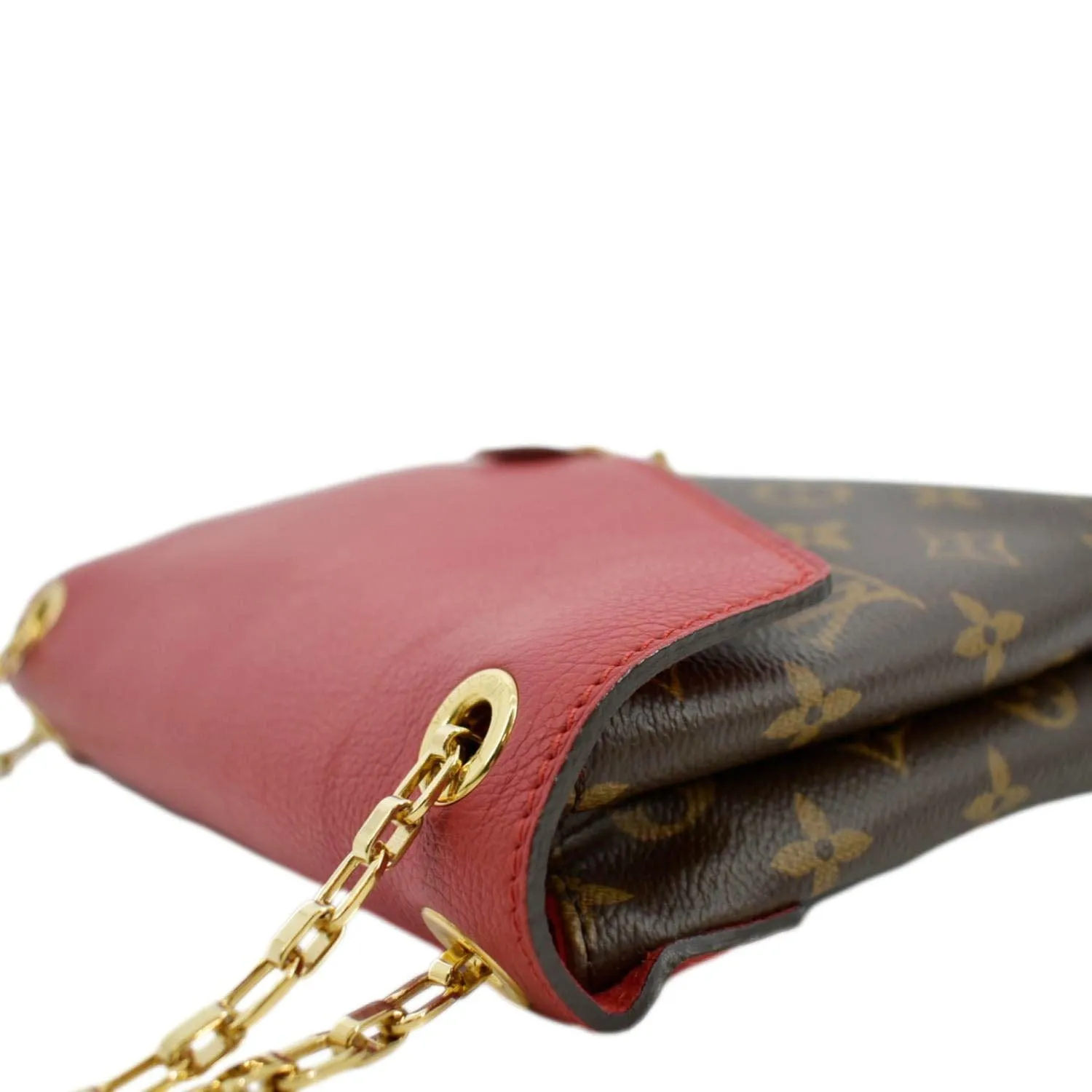 LOUIS VUITTON Pallas Chain Monogram Canvas Crossbody Bag Cherry
