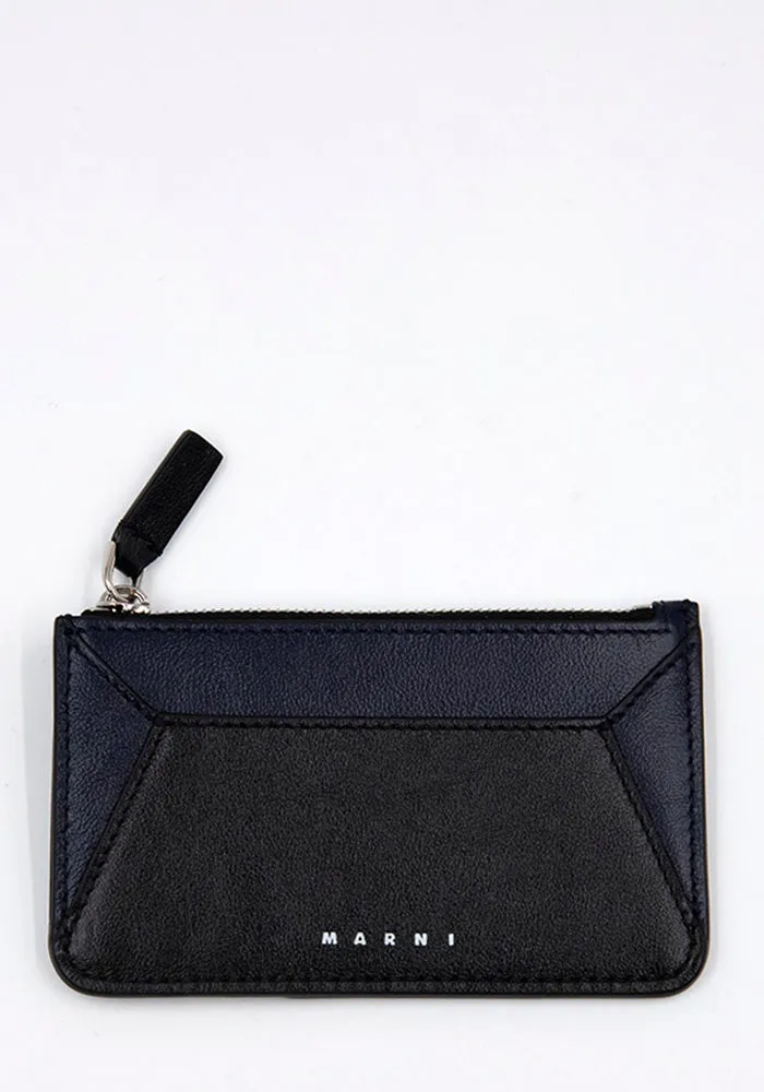MARNI PFMI0053U0 ZIPPED WALLET BLACK/NAVY