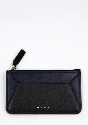MARNI PFMI0053U0 ZIPPED WALLET BLACK/NAVY
