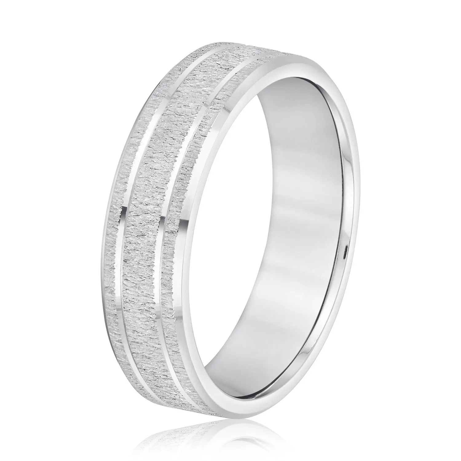 Men's Classic Carved Design Band with Double Lines