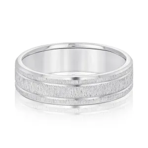 Men's Classic Carved Design Band with Double Lines